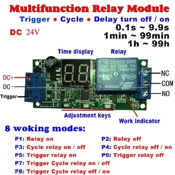 

DC24v LED Infinite Cycle Delay Time Timer Control Relay Module ON OFF Switch