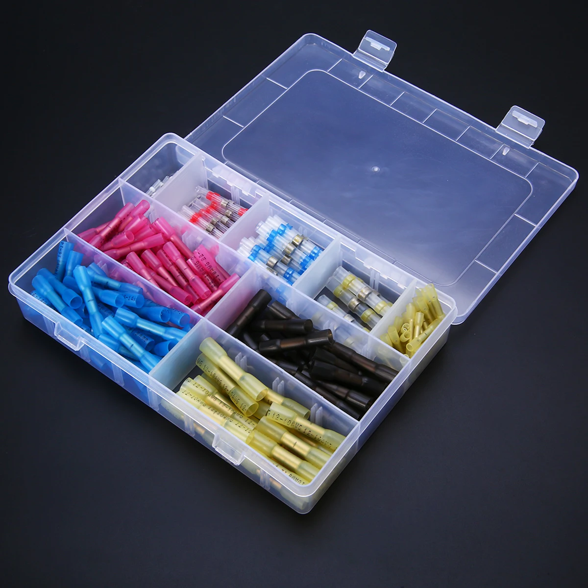 

200pcs Insulated Heat Shrink Soldering Terminals Waterproof Wire Butt Connectors Assortment kit with Box