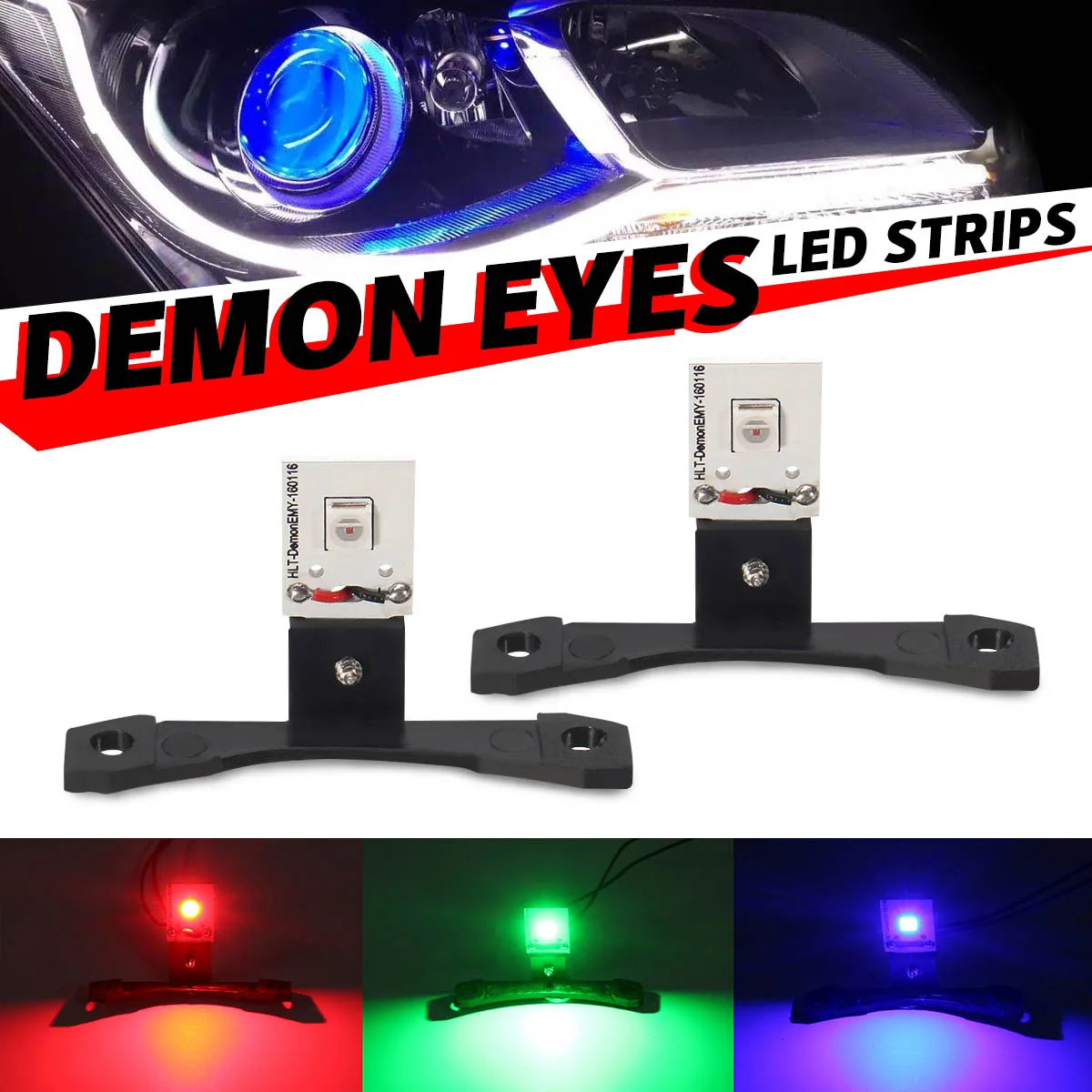 2x New Universal LED Devil Eye Module Devil Demon Eyes Module LED Strips For Headlight Projector