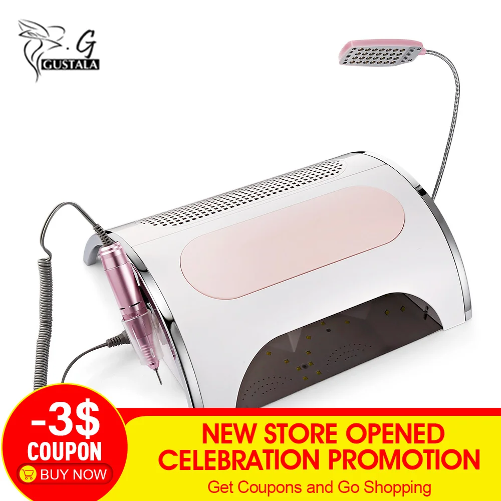 

gustala 5in1 Multifunctional Nail Art Equipment Nail Dryer Lamp Electric Manicure Polishing Drill Dust Collector Salon Tool Set