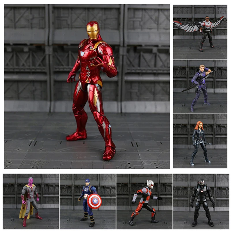 

Iron Man Captain America Black Panther Winter Soldier Ant-Man Falcon Scarlet Witch Vision Hawkeye Action Figure Model Toys N033