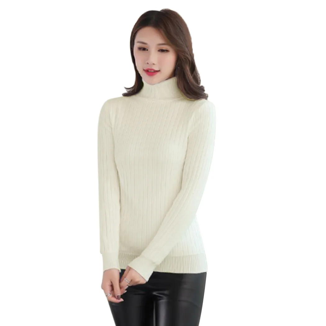 Fashon Women Solid Slim Fit Pullovers 13 Styles Long Sleeve Turtleneck Ruffle Sweater Winter Spring Knitted Sweaters Femme Hiver | Женская