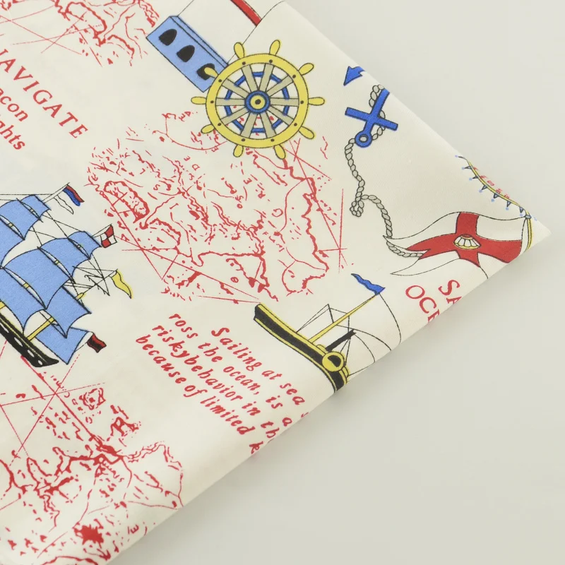 Хлопок белая ткань морская сцена дизайн саржа швейная ткань Tecido куклы домашний текстиль лоскутное шитье скрапбукинг см