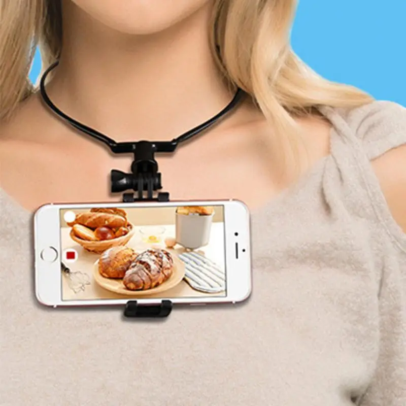 

Hands Free Lazy Phone Holder Universal Bracket Clamp Mobile Phone Selfie Stand Hanging Neck Mount For iPhone Samsung 024