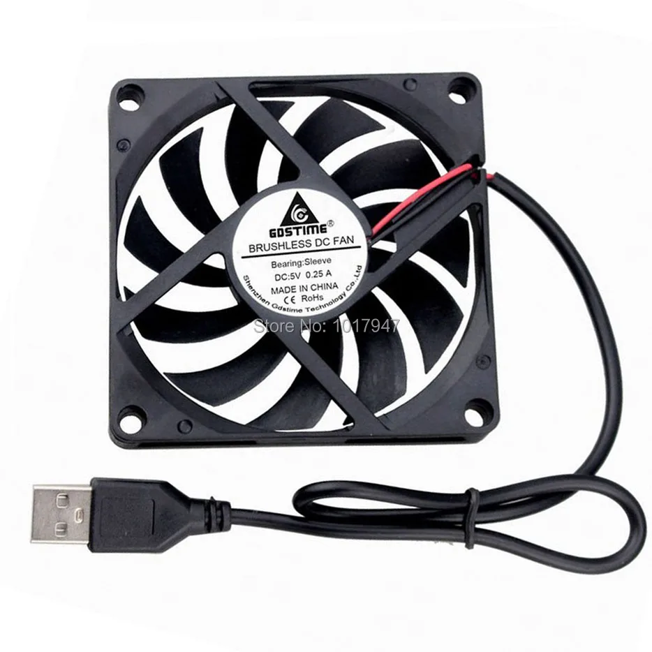2 Pcs Lot Gdstime 5V USB Connector 80mm x 10mm PC Fan Cooler Heatsink