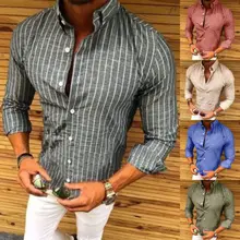 Модная мужская приталенная рубашка с длинным рукавом, повседневные рубашки, мужские полосатые повседневные модные рубашки, мужская одежда