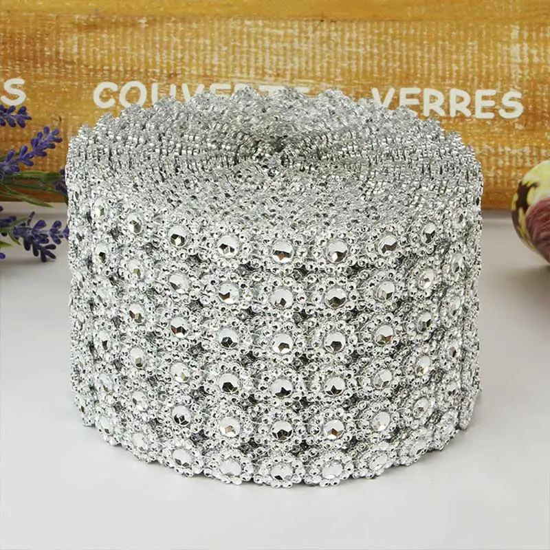 

Wrap Roll Wedding Favors Accessories Table Party Decoration Diamond Mesh Ribbon Handmade Plastic Sunflower Diamond Mesh