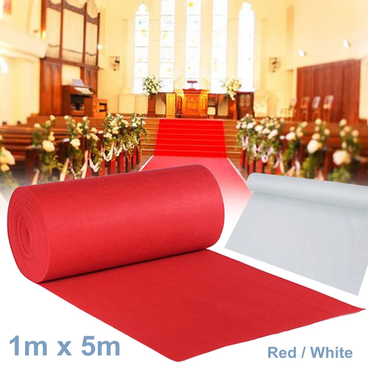 

5x1m Aisle Carpet Rugs Genuine Red Carpet Polyester Ceremony Parties Wedding Accessories Aisle Runner Floor Mat Red White