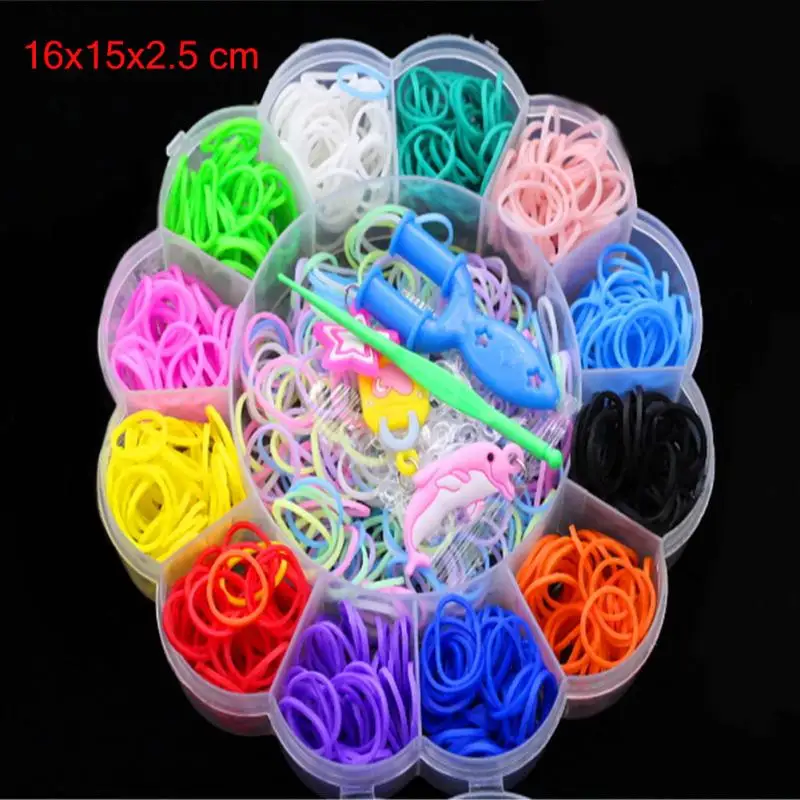 Colorful Gum for Bracelets Loom Bands Refills Cute Animal Boxed S Nail Button Bangle Loom Rubber Bands for DIY BRACELET