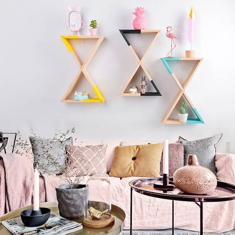  LM Triangle Shelf Wall Mounted Floating Shelves Home Decor Bedroom Storage Home Storage Organizatio - 32975218439