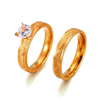 

RONGQING 12pair/pack Wedding Rings Fashion Jewelry 316 Stainless Steel Prong Setting Cubic Zirconia Rings for lovers 2019 New