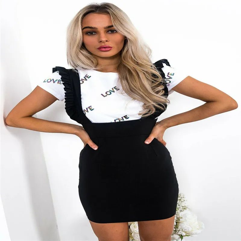 

2019 Womens Check Dog Tooth Frill Ruffle Pinafore Bodycon Short Mini Casual Dress Spring Summer Party Club Ball Dress vestidos