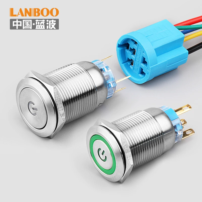 

19MM 3A ON OFF type Anti-vandal Momentary electrical push button switch waterproof 120v