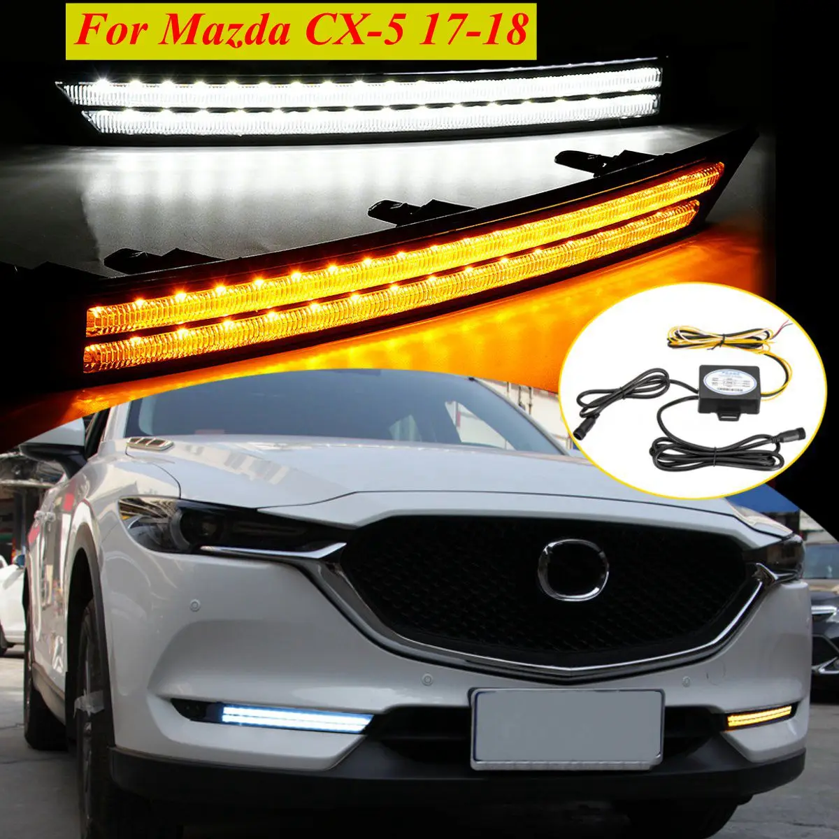 

For Mazda CX-5 CX5 2017 2018 Daytime Running Light Flowing Turn Signal Relay Waterproof Car DRL 12V LED Fog Lamp Decoration