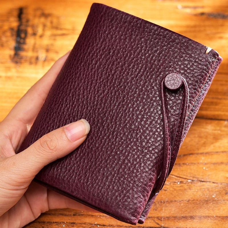 

Wallet Female Short Section Leather Retro Ladies Small Wallet Mini Personality Buckle Buckle Top Layer Leather Coin Purse