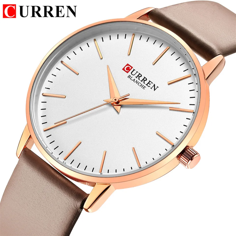 CURREN женские часы простые Модные наручные Anglog водонепроницаемые Montre Femme Новинка