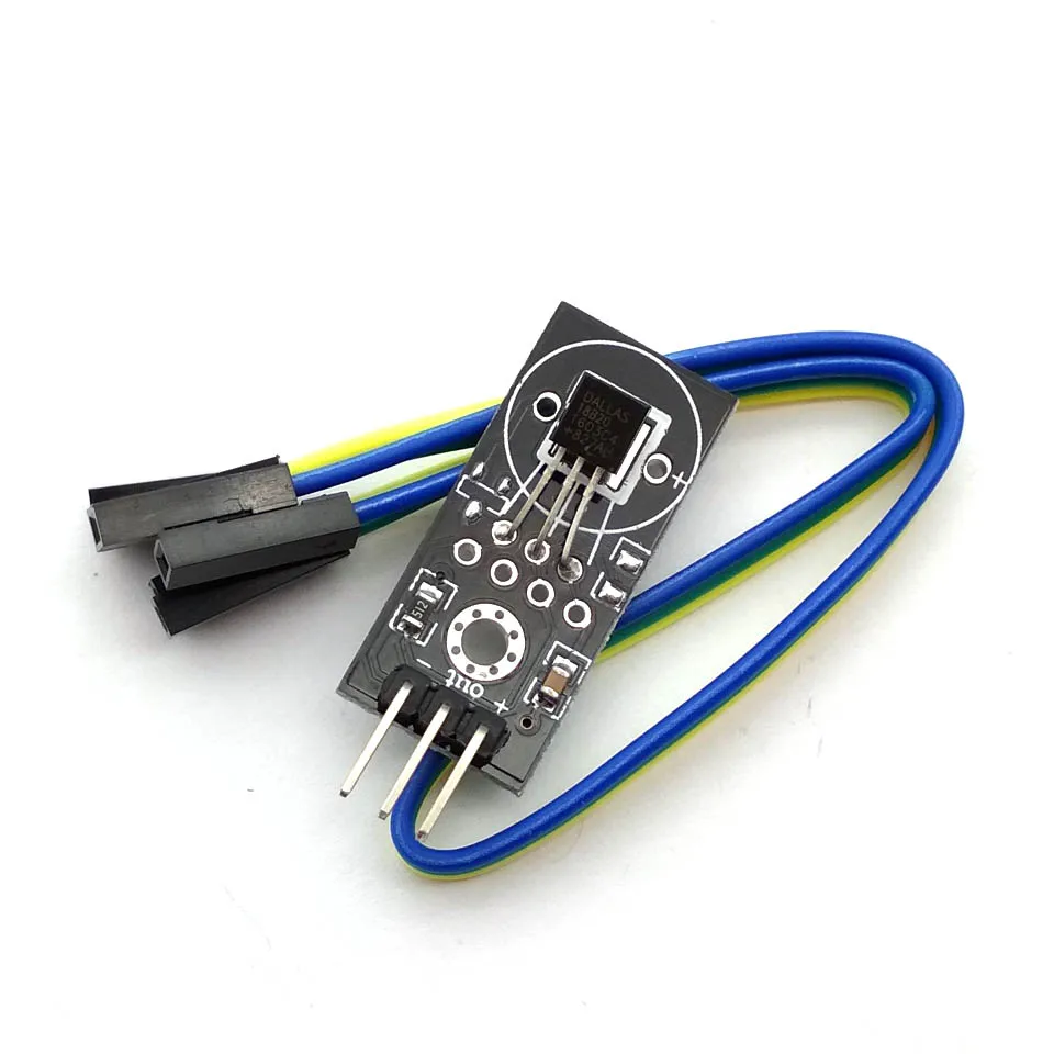 Одношиповый цифровой модуль датчика температуры DS18B20 с кабелем Dupont для Arduino 1