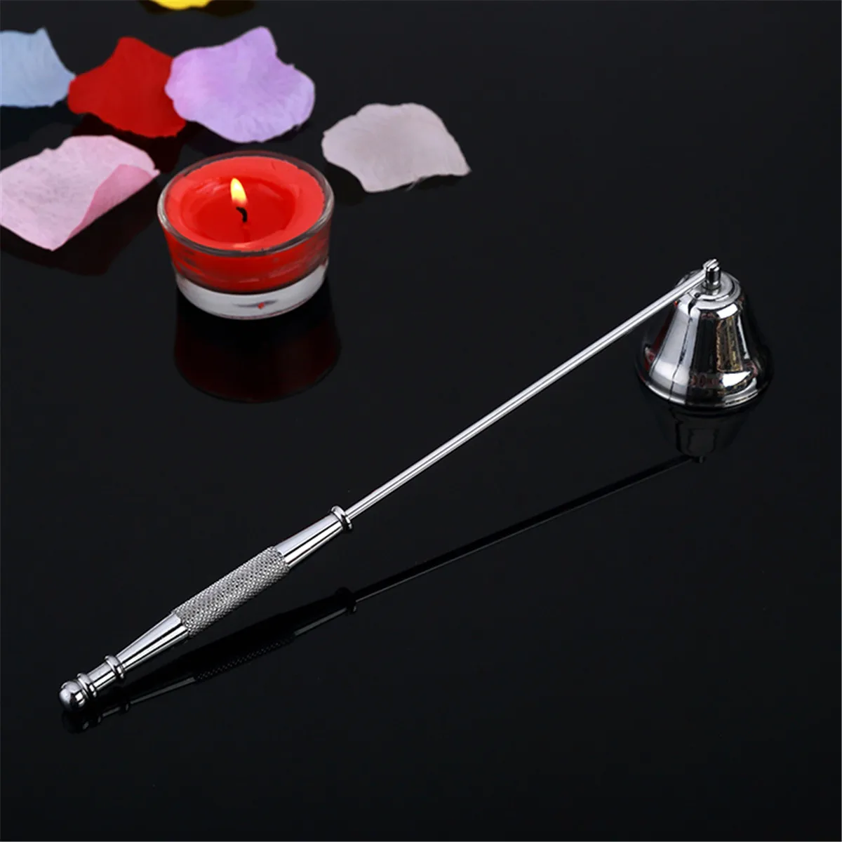 Silver Stainless Steel Candle Extinguishing Tool Candle Snuffer with Long Handle