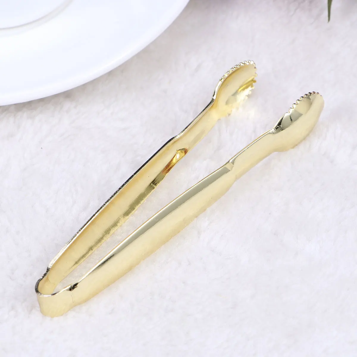 2pcs Gold Plated Mini Serving Tongs Sugar Cube Tongs Stainless Steel Mini Ice Tong Perfect for Tea Party Coffee Bar Supplies