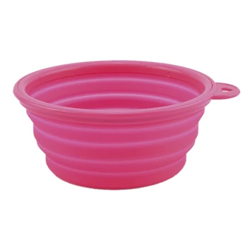

Silicone Dog Pet Travel silicone Collapsible Food Water Bowls,pink