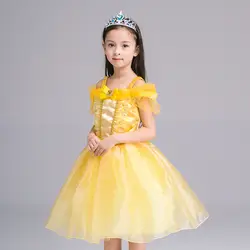 2018 летний детский спальный Красота Belle Хеллоуин костюм девушки Косплэй плюс до игры аниме любовь жить платье принцессы