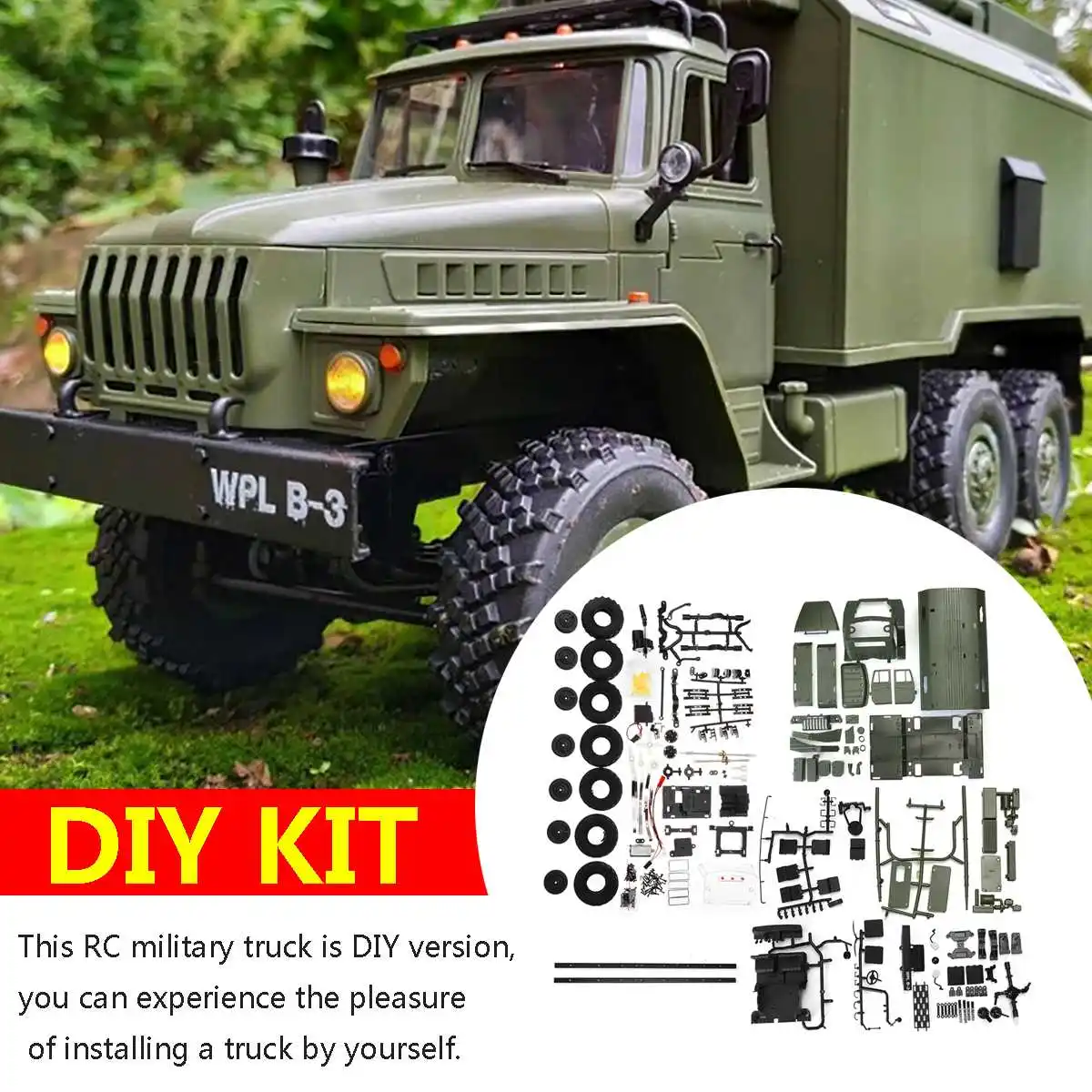 

WPL B36 DIY Kit 1/16 2.4G 6WD RC Crawler Military Truck Car Chirstmas Toy Gift Remote Control Off-road Cartoys Buggy Remote Army