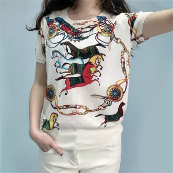 

Women Blouse New Fashion Short Sleeve Office Shirt Silk Printed Blouse Shirts Casual Summer Tops Blusas Femininas Chemise Femme