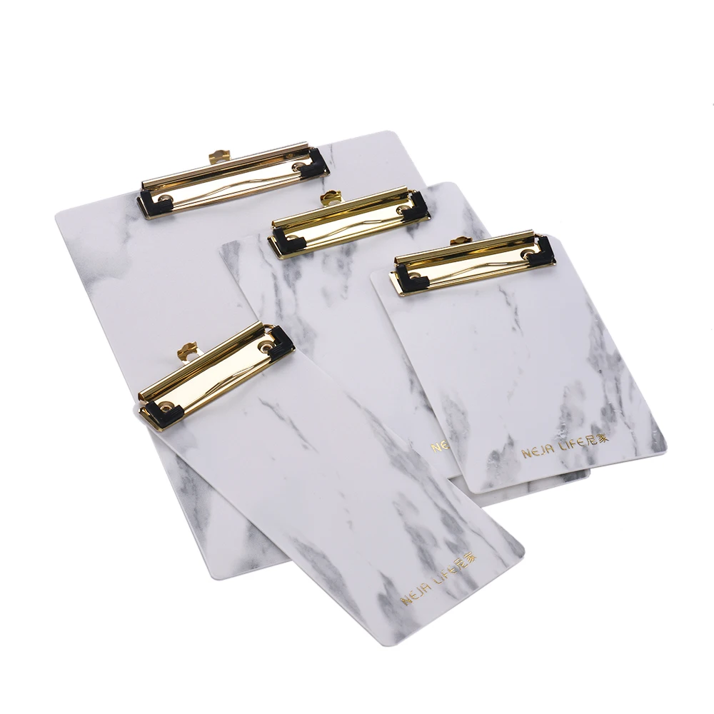 

Plastic Clipboard Marble Pattern File Folder with Metal Clips Vertical Clip Boards Paper Writing Pad for Nurses Kids A5 Size