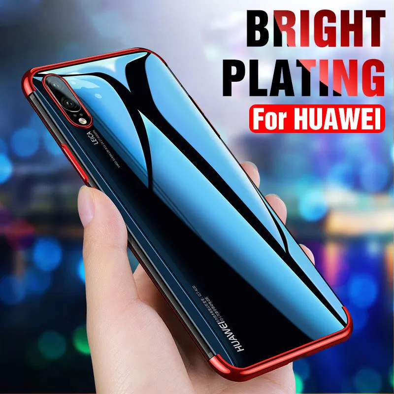 

Silicone Transparent Plating Case For Huawei P10 20 lite Plus P20 Pro Mate 9 10 Lite Pro Honor 9 lite 7X V9 V10 Case soft shell