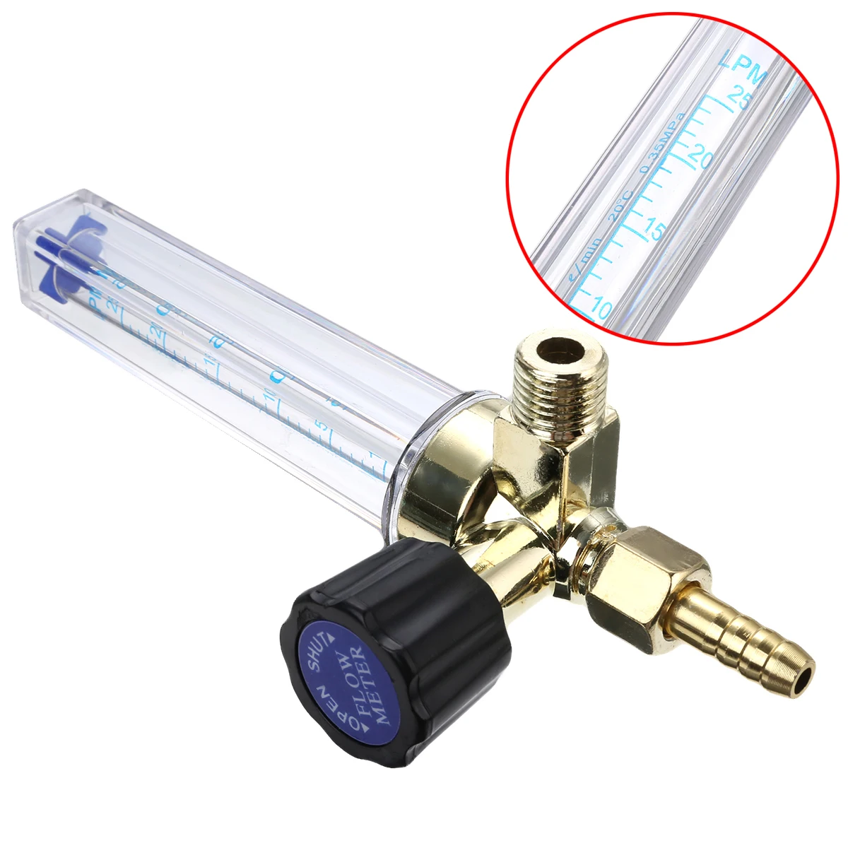 

1/4PT Thread 7mm Barb 0.15 MPA Flow Meter Gas Argon AR/CO2 Welding Regulator Hot Transparent Gas Flow Tube Meter Gauge