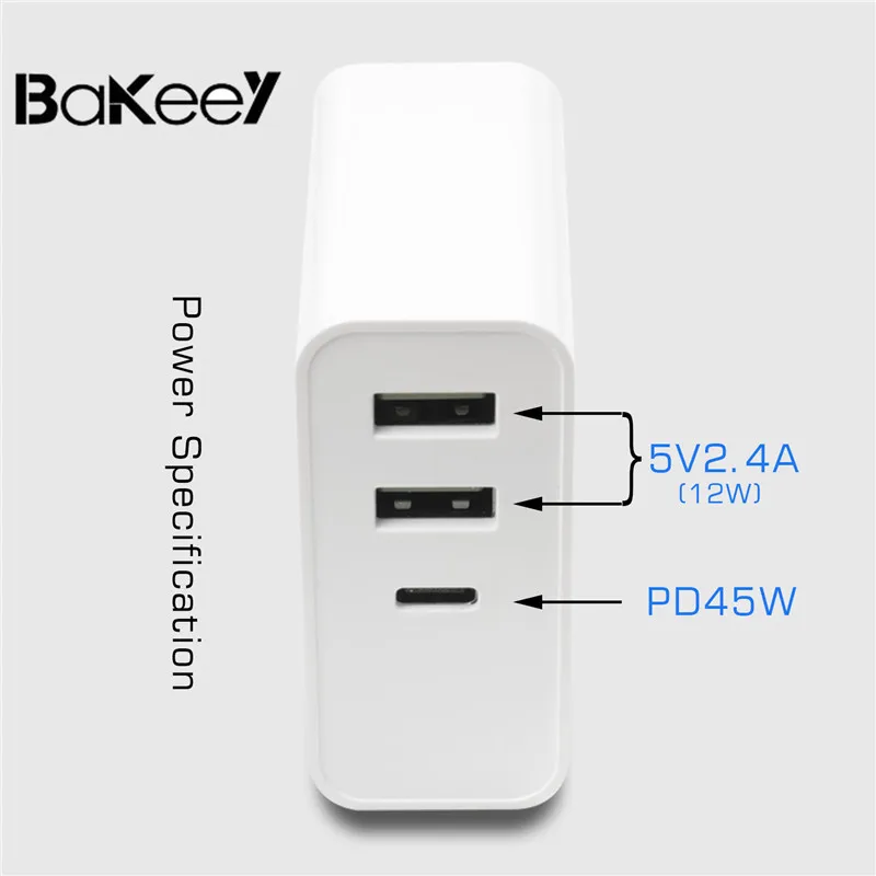 

Bakeey 45W 57W Type C Dual USB Quick Charger 3.0 PD Power Charger USB Charger EU Plug Portable Fast Chargering Mobile Phone