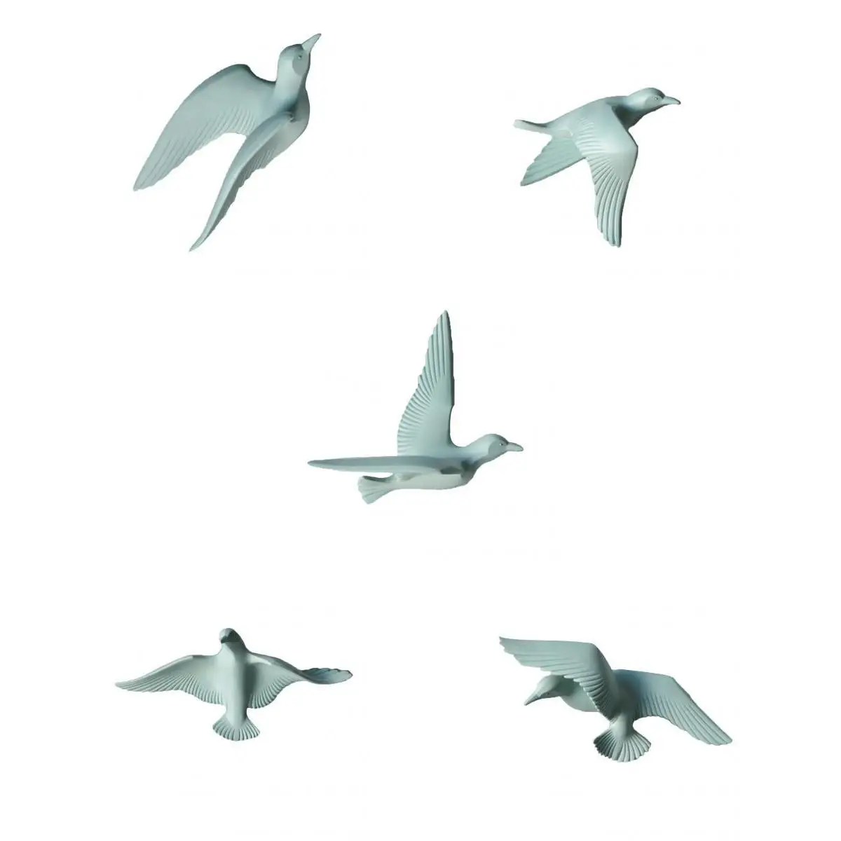 

5pcs 3D Resin Hanging Flying Seagull Wall Plaques Animal Sculpture Wall Art Murals for Home Living Room Green