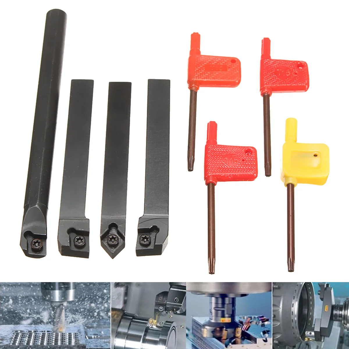 

New 4 Set 12mm Lathe Turning Tool Holder Boring Bar SCLCR1212H09/SCLCL1212H09/SCMCN1212H09/S12M-SCLCR09 with Wrench for CNC Tool
