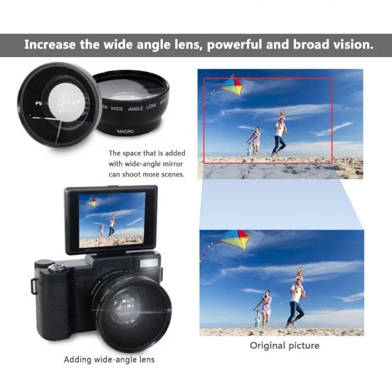 ALLOYSEED P10 Digital Camera 1080P 24MP 3.0inch Rotatable LCD Screen Video Camcorder Lens Cameras