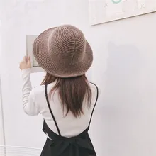 Модная женская шерстяная вязаная Панама, шапка, шапки для рыбаков, женские зимние элегантные шляпы от солнца, Весенние шапки с широкими большими полями для рыбалки