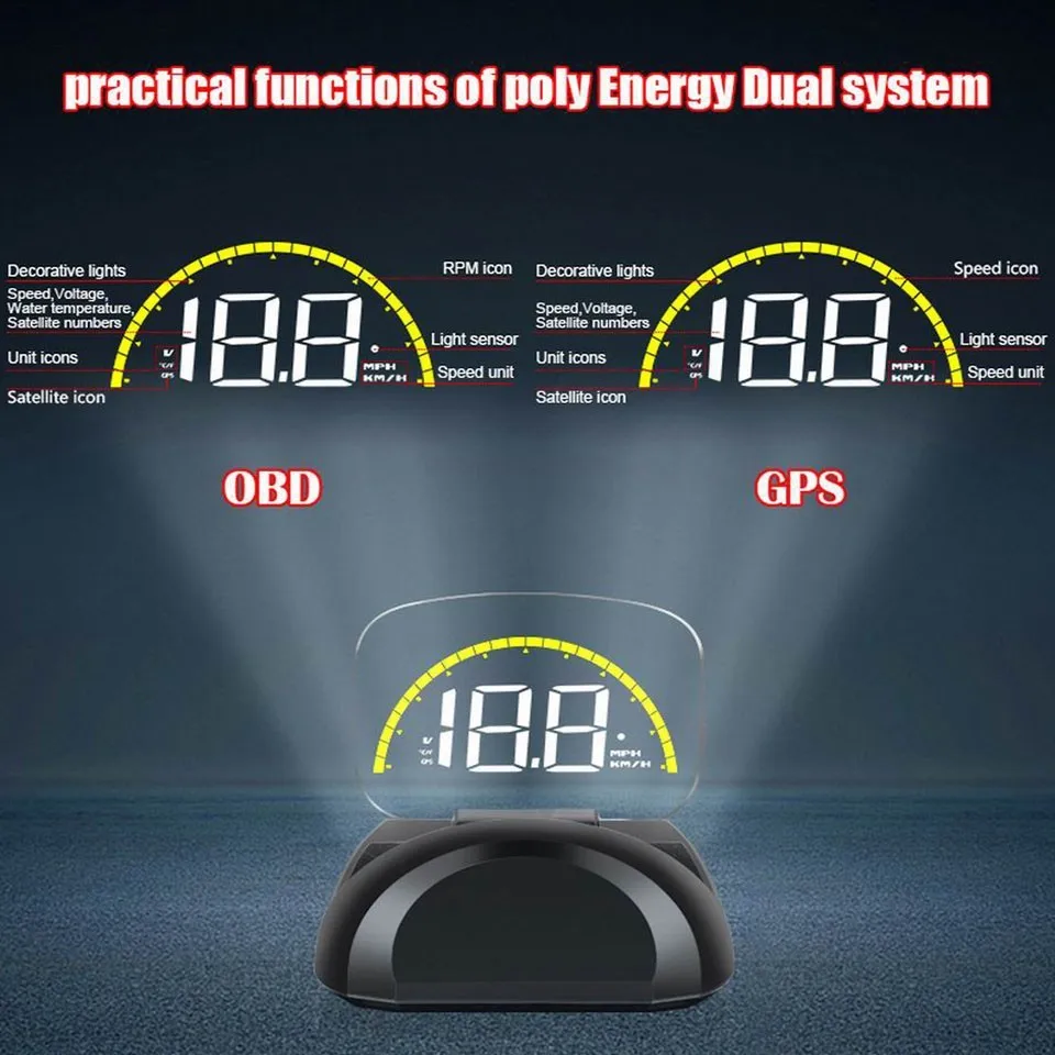 Новый цифровой спидометр автомобильный HUD зеркало OBD2 дисплей GPS проектор OBD