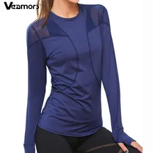 VEAMORS бесшовная Однотонная рубашка для бега Дамский пуловер Фитнес Топ эластичный дышащий с длинным рукавом рубашка женская спортивная одежда