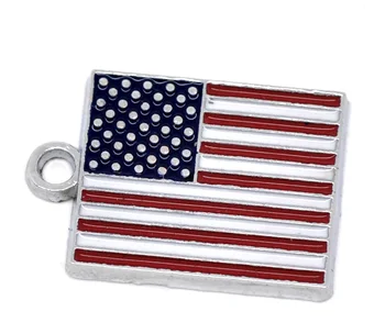 

20 Silver Color Enamel Flag Charms Pendants 22x15mm (B14968) yiwu