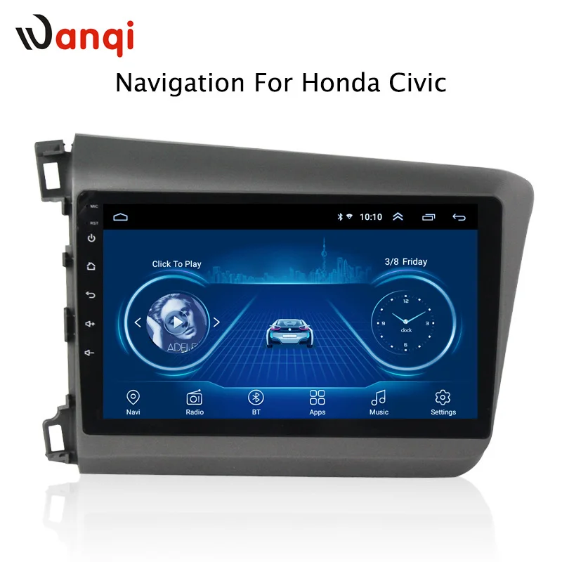 9 дюймов android 8,1 автомобиль dvd Мультимедиа gps навигационная система для Honda civic 2012- Поддержка рулевого колеса автомобиля управление