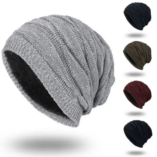 

Men's winter Fall hat 2019 fashion knitted black ski hats Thick warm hat cap Bonnet Skullies Beanie Soft Knitted Beanies