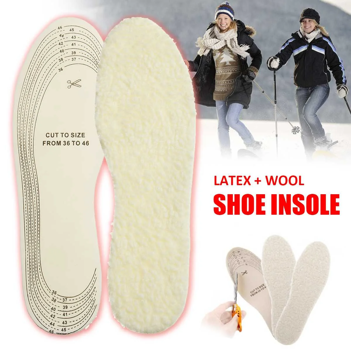 DIY Cut Winter Warm Insoles for Shoes Wool Thickened Unisex Foot Care