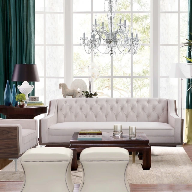 Gavino Velvet On Tufted Sofa Walnut Finish Chrome Legs Gavino Velvet On Tufted Sofa Walnut Finish Chrome Legs Modern Contemporary