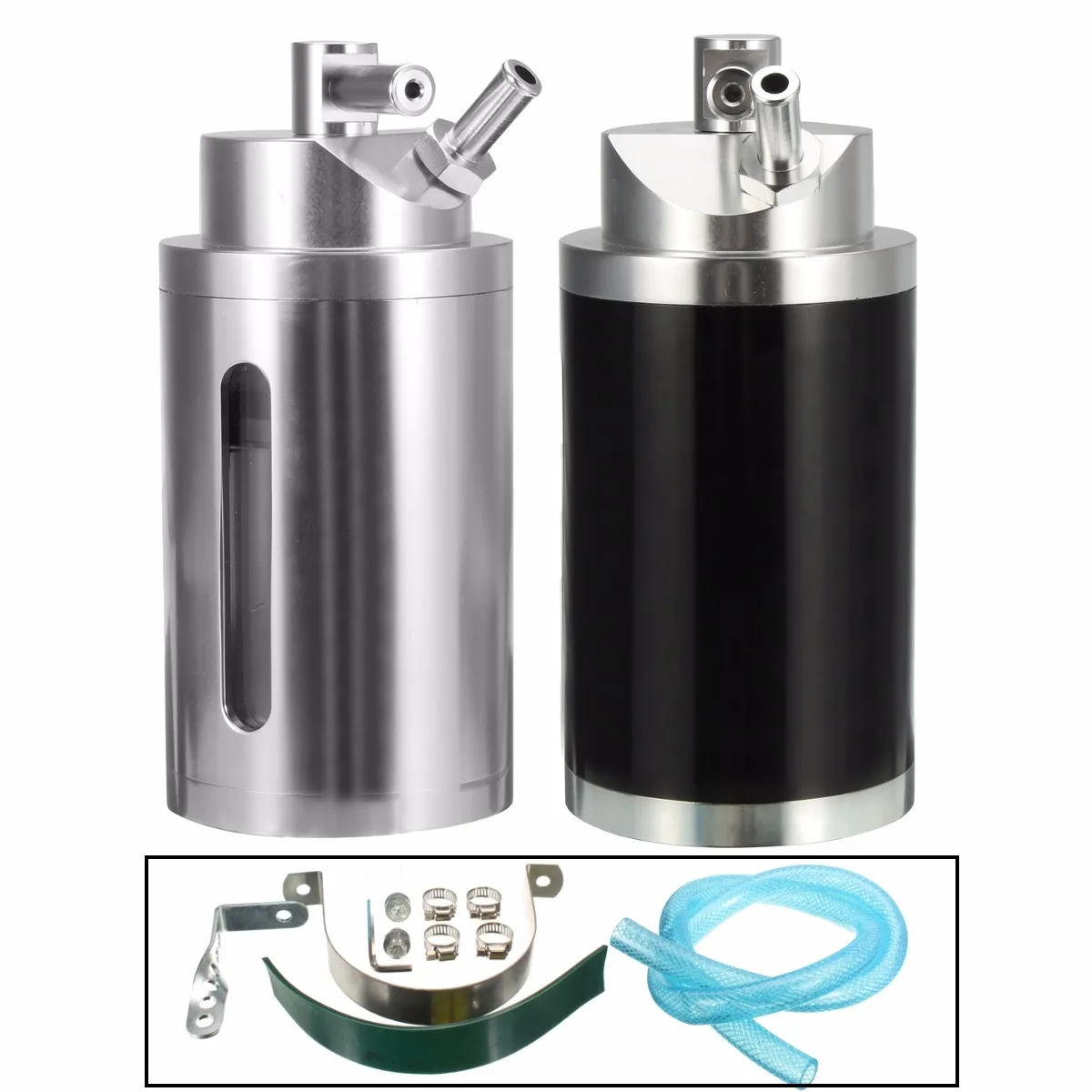 

0.5L Universal Aluminum Turbo Cylinder Oil Catch Tank Can Reservoir Breather Car Racing Engine Kit