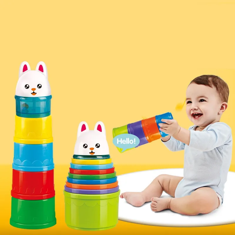

Kids Educational Toys Toddler Letters Stacking Cup Build Ball Nesting Stack Rainbow Ring Tower Sorters for Baby Gifts Animals