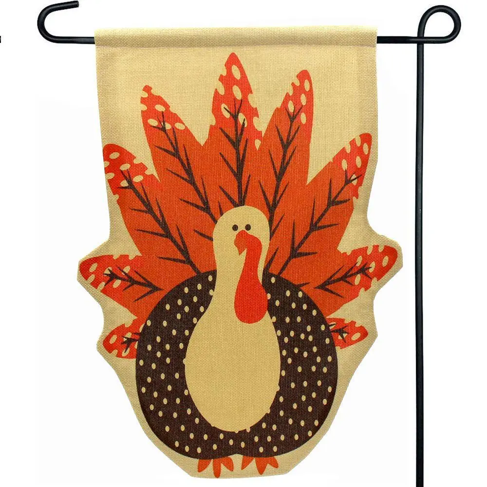Thanksgiving Fall Turkey Burlap Garden Flag Thanksgiving