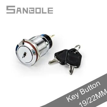 

19mm 22mm Metal Key Rotating Switches 2 Position 3 pins Knob Rotary Selector Button Switch IP65 3A/250VAC