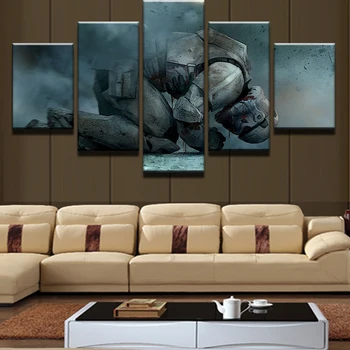 

5 Panel Kneeling White Soldiers Star Wars Painting Canvas Wall Art Picture Home Decor Living Room Canvas Print Modern Painting