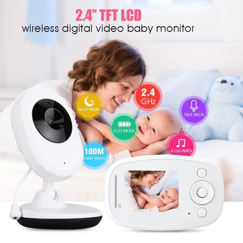 

babykam baba eletronica wireless baby monitor 2.4 inch IR Night Light vision Intercom Lullaby Temperature monitor detector fetal