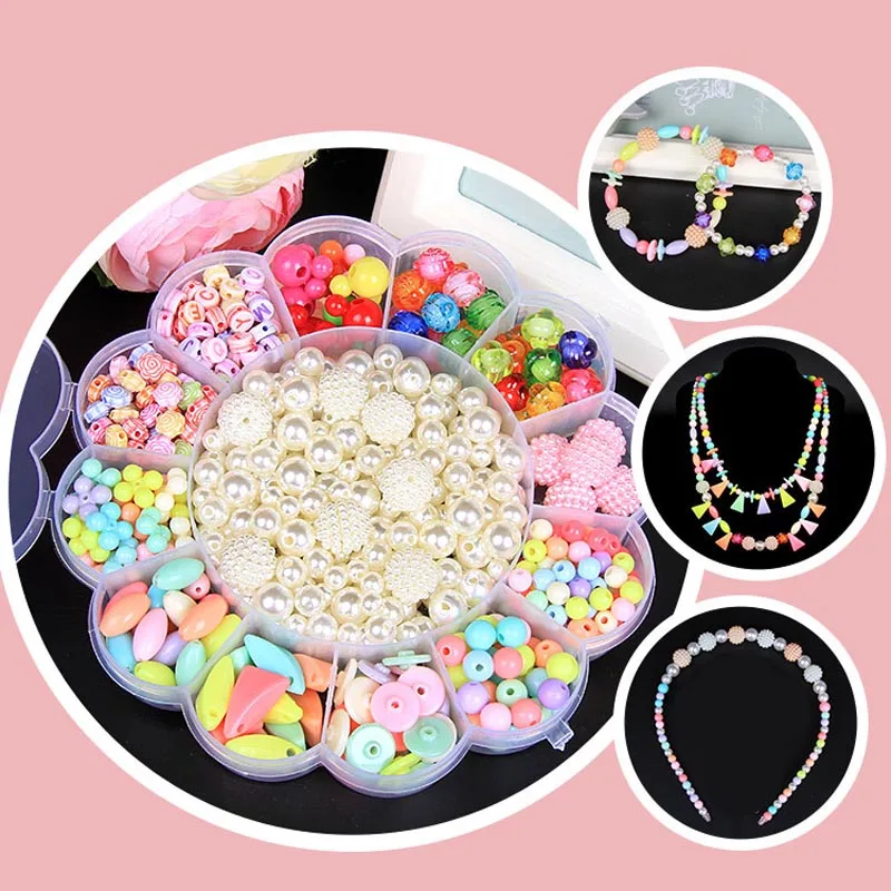 DIY Acrylic Beads Kit Children Kid Bracelet Necklace Jewelry Making Girl Toy Mixed Bead Set With Box YJS Dropship