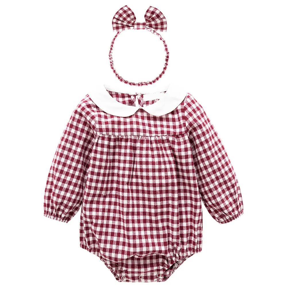 

Autumn new baby cotton plaid clothing 0-2 years old girl hoodie baby crawling